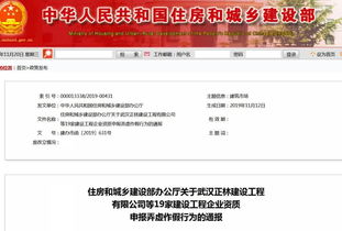住建部通報(bào) 19家建設(shè)工程企業(yè)資質(zhì)申報(bào)弄虛作假